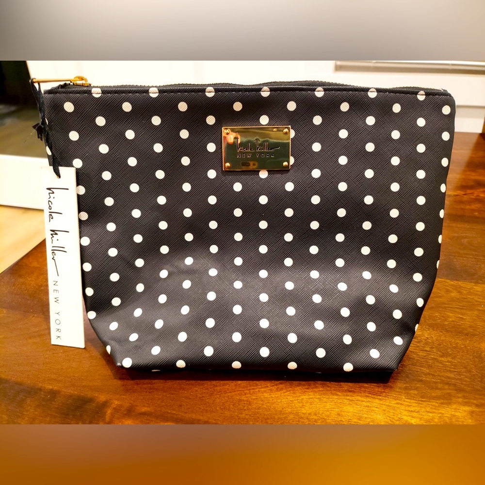 Nicole Miller Black and White Polkadot Bag